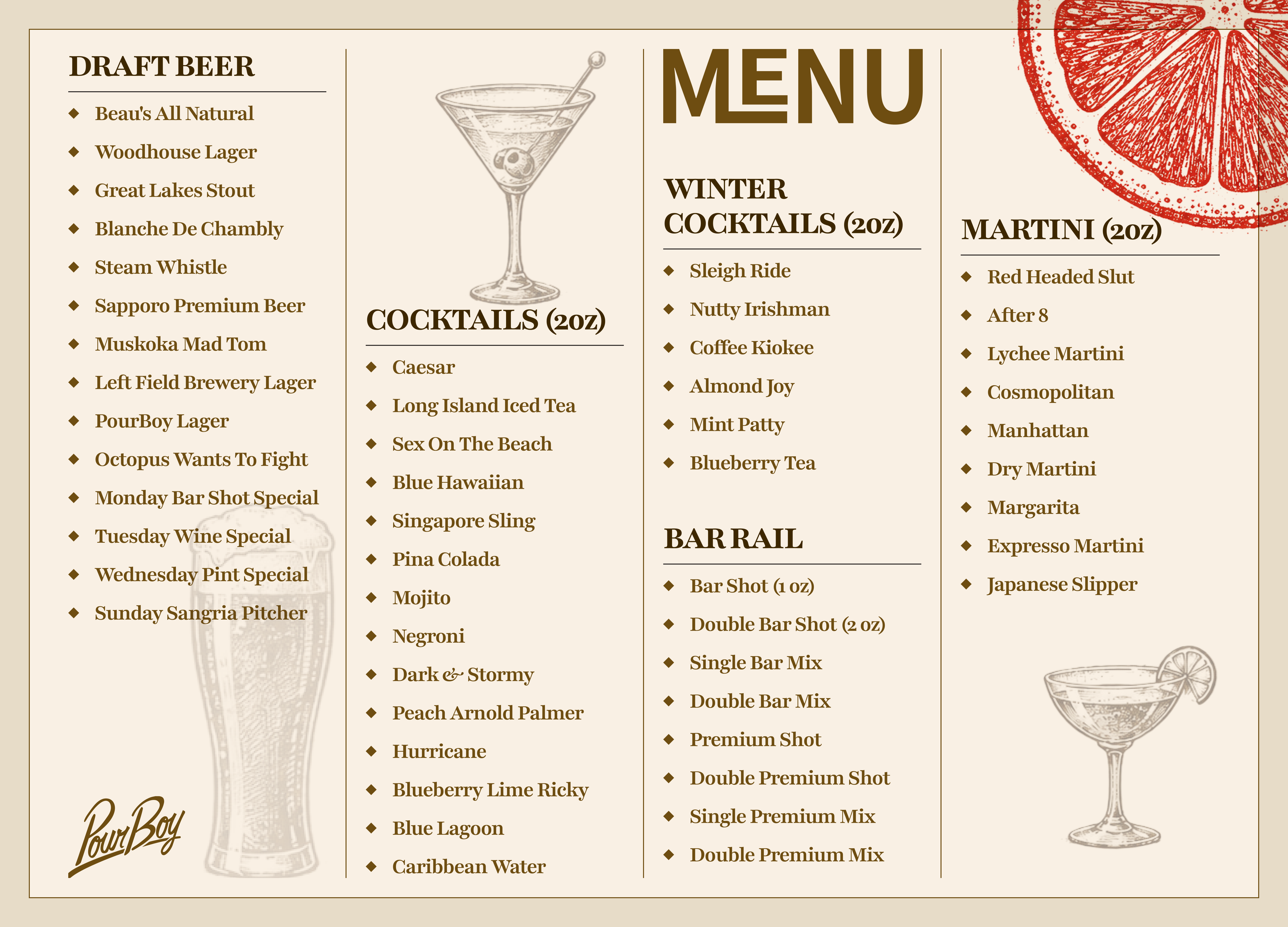 Pour Boy Menu 1